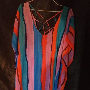 Palisades Beach Club Beach Cover Up Size M/L Red Blue Green Purple Black